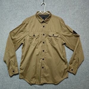 HOWE‎ No65 Creative Workforce Utility Shirt Mens Large Khaki Long Sleeve Cotton
